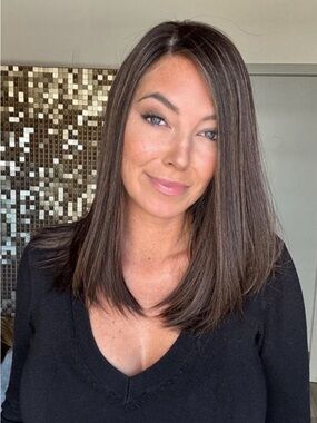 Sleek Straight Women’s Hair Topper Truffle Brown with Highlights 16”